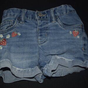 Cat & Jack Strawberry embroidered denim jean shorts 3T